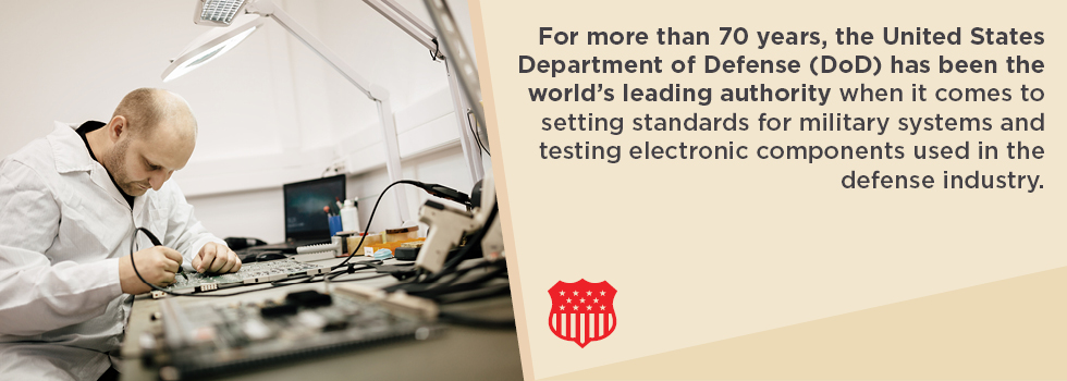 The US Department of defense is the world's authority on standards for military systems and the electronic components used.